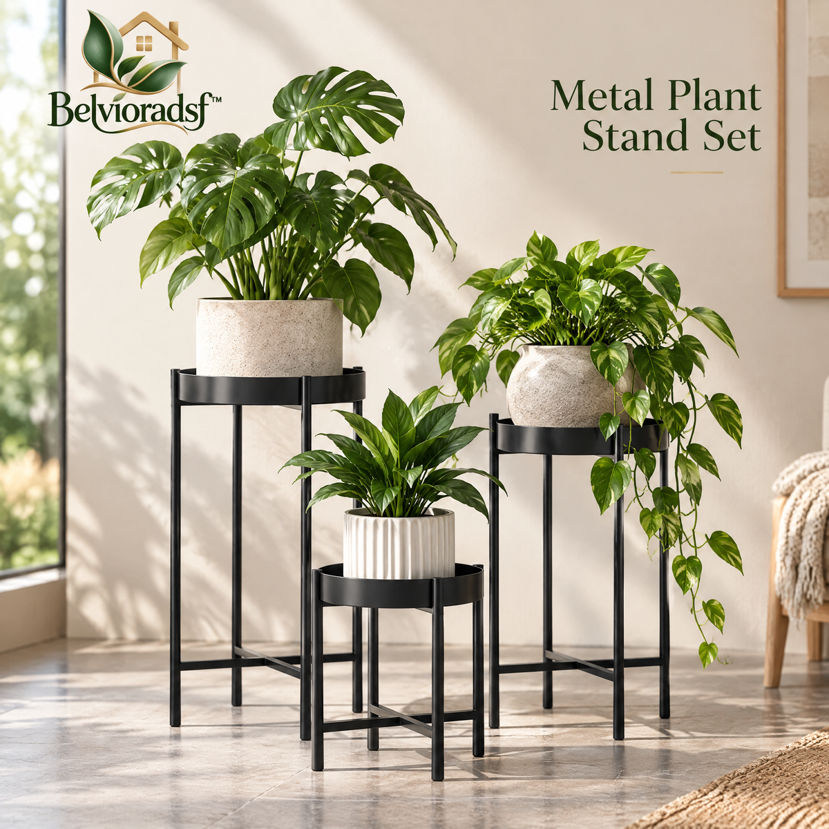 Belvioradsf™ Metal Plant Stand Set — view 1