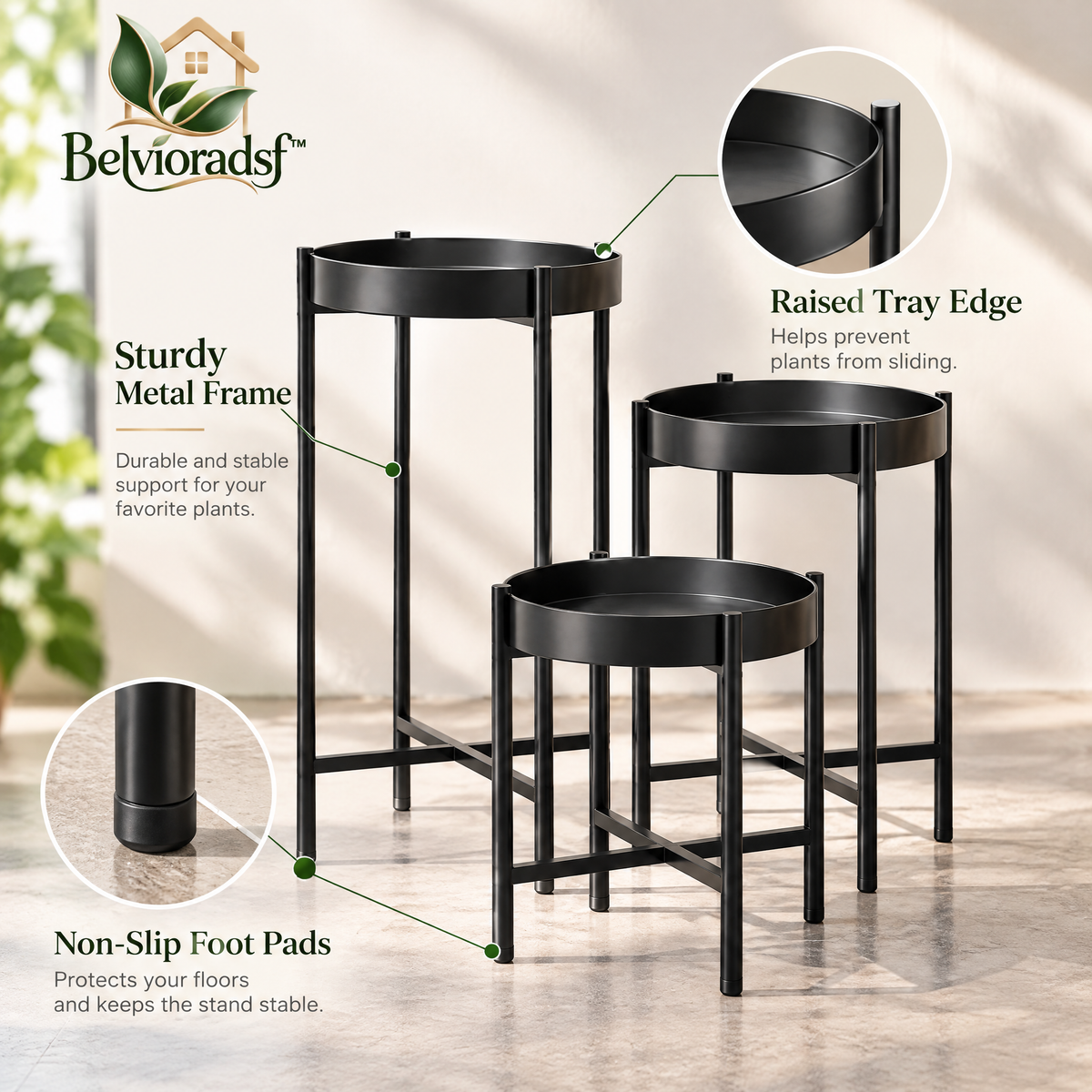 Belvioradsf™ Metal Plant Stand Set — view 4