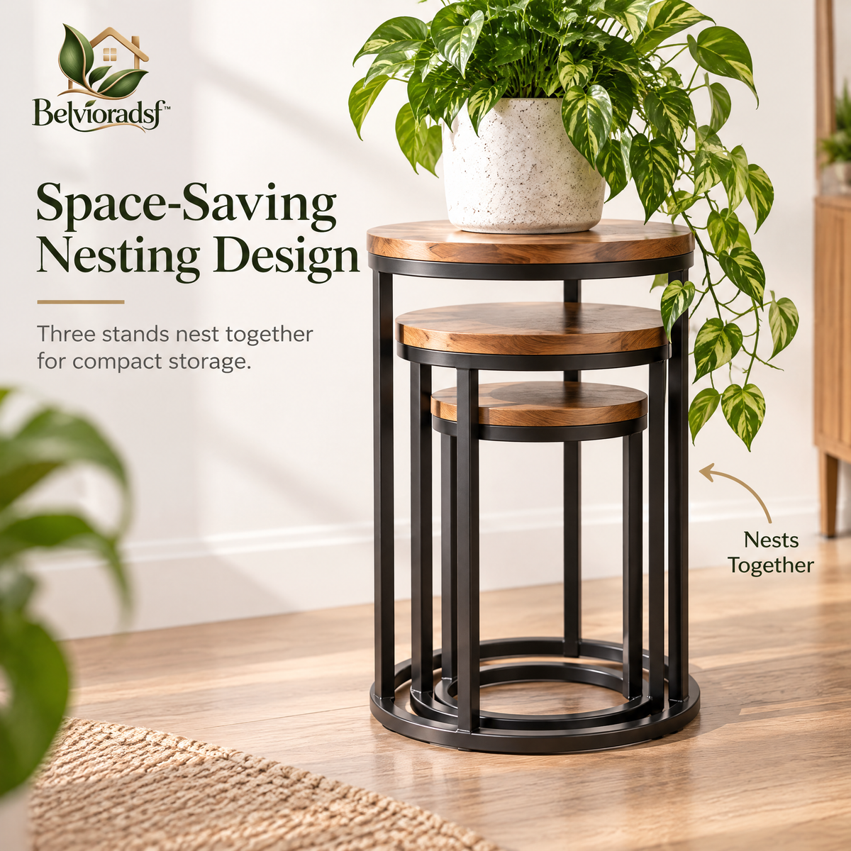Belvioradsf™ Round Nesting Plant Stand Set — view 4
