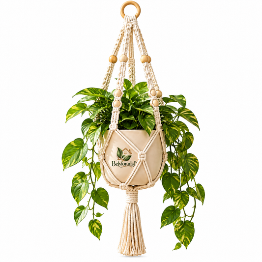 Belvioradsf™ Macrame Hanging Planter Holder — view 2 (white background)