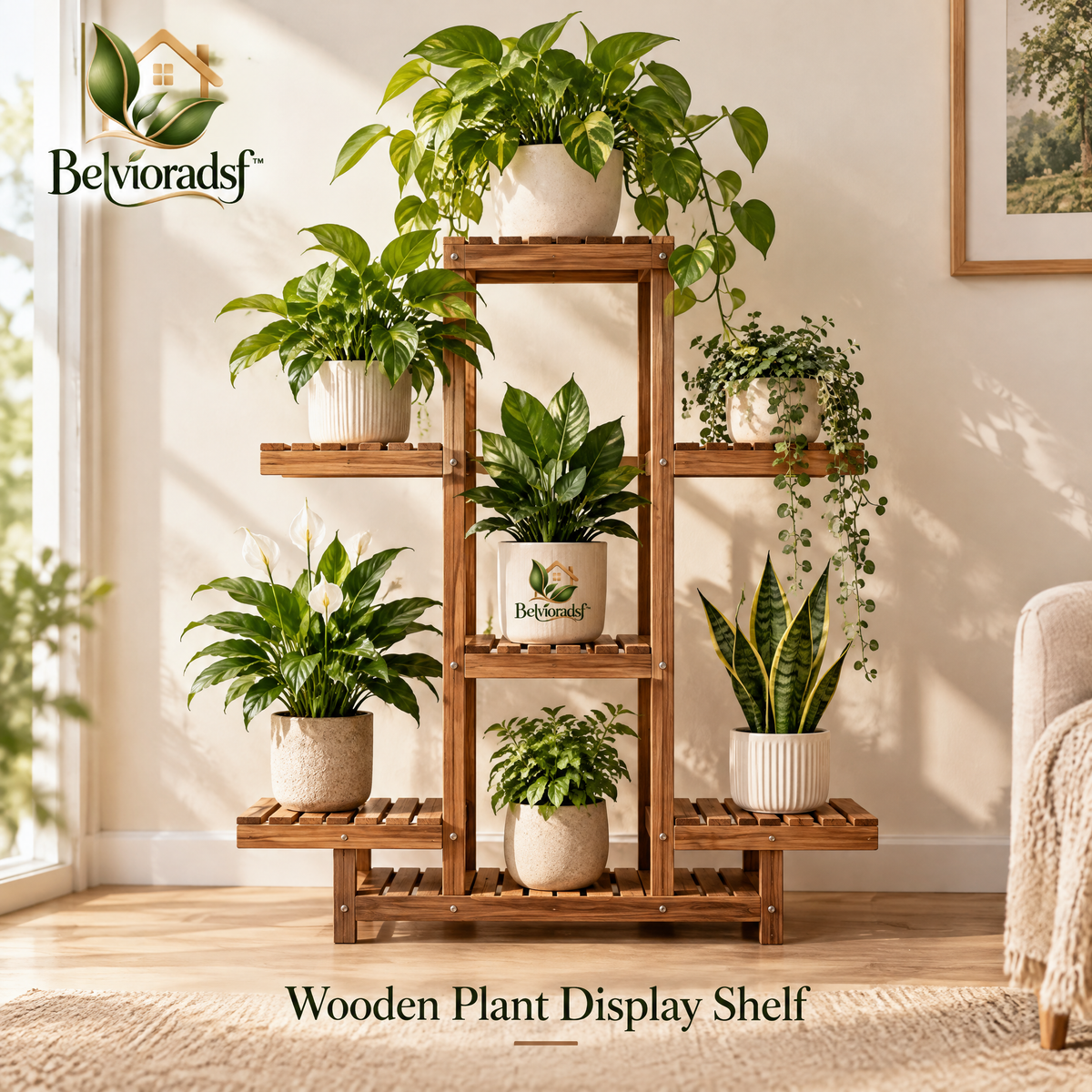 Belvioradsf™ Wooden Plant Display Shelf — view 1