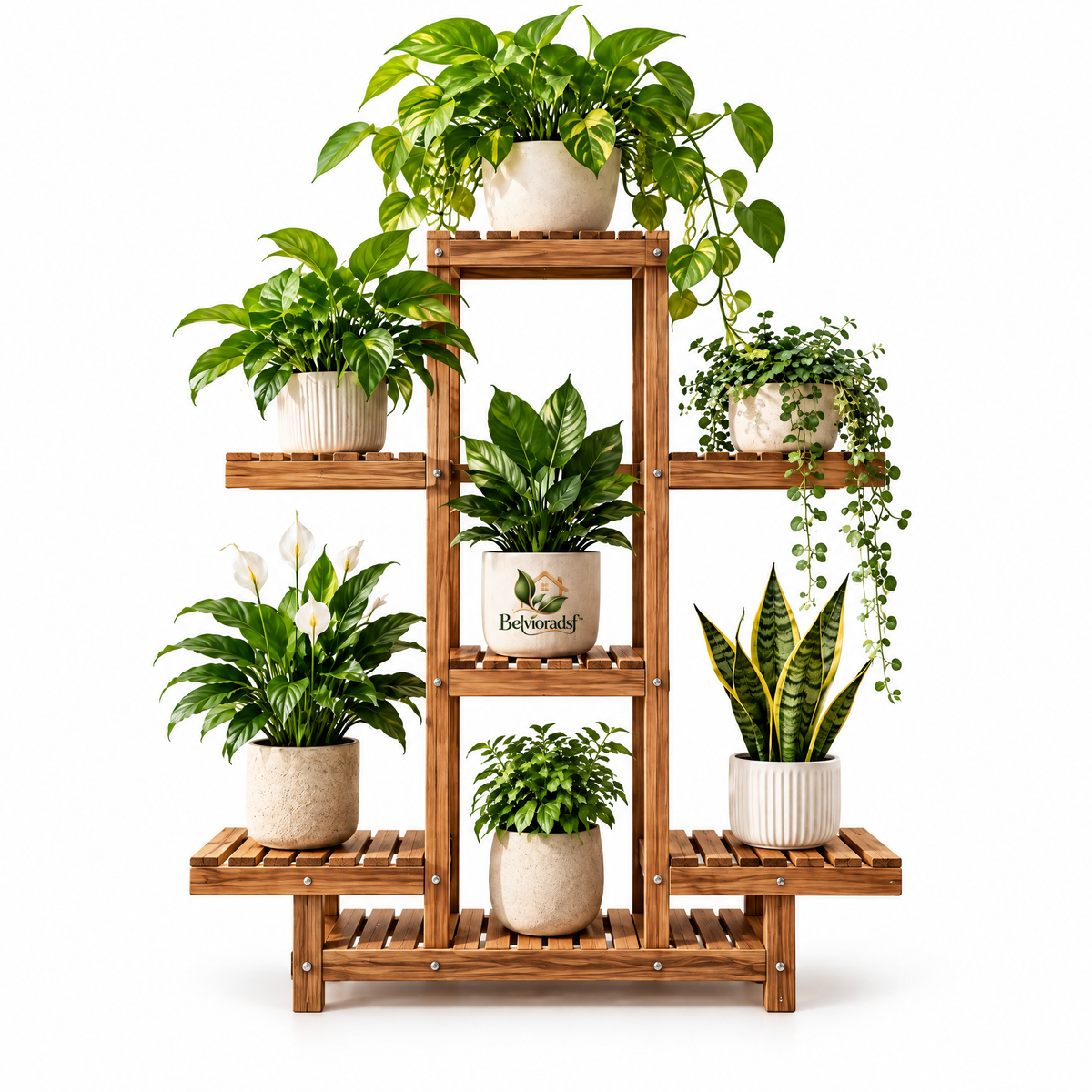 Belvioradsf™ Wooden Plant Display Shelf — view 2 (white background)