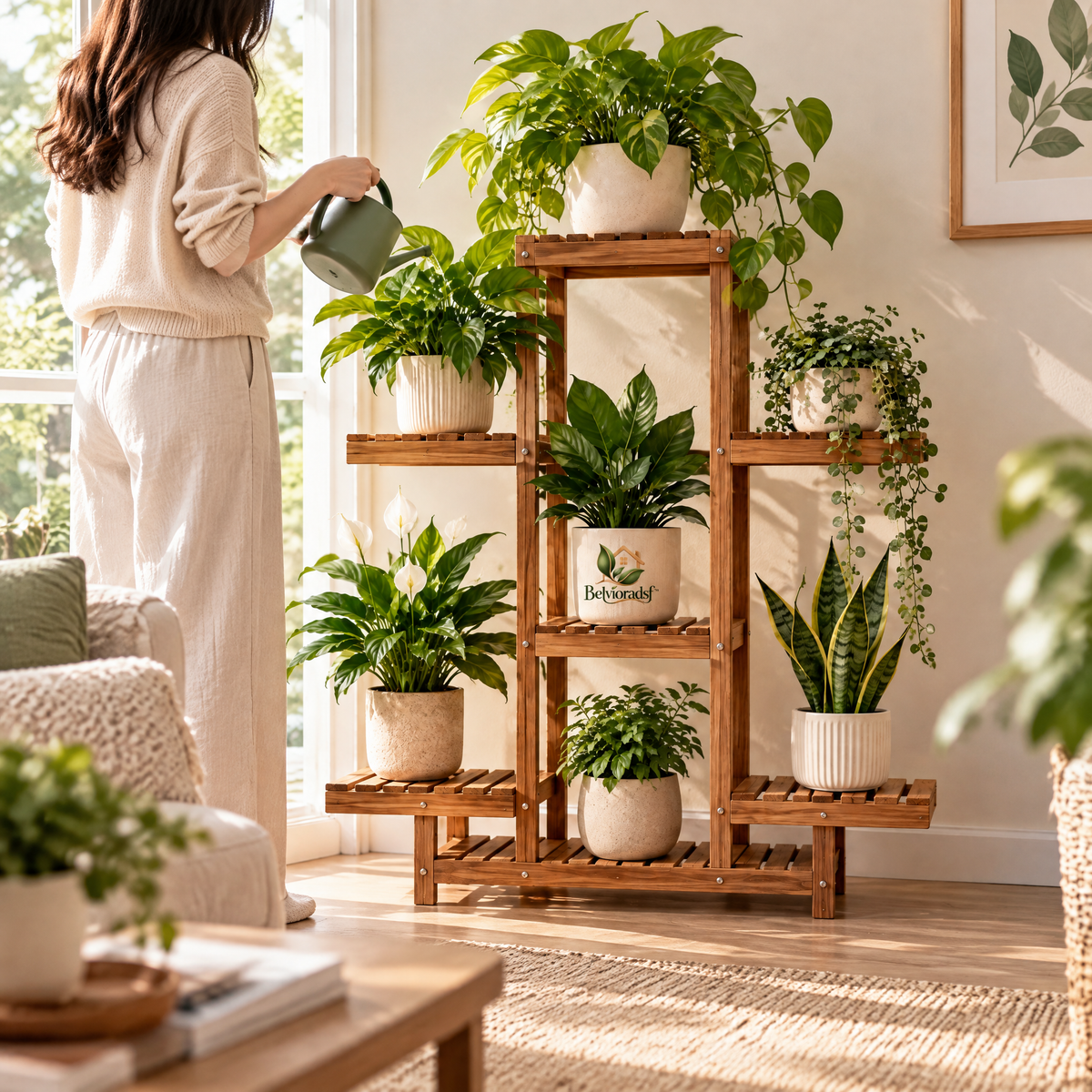 Belvioradsf™ Wooden Plant Display Shelf — view 3
