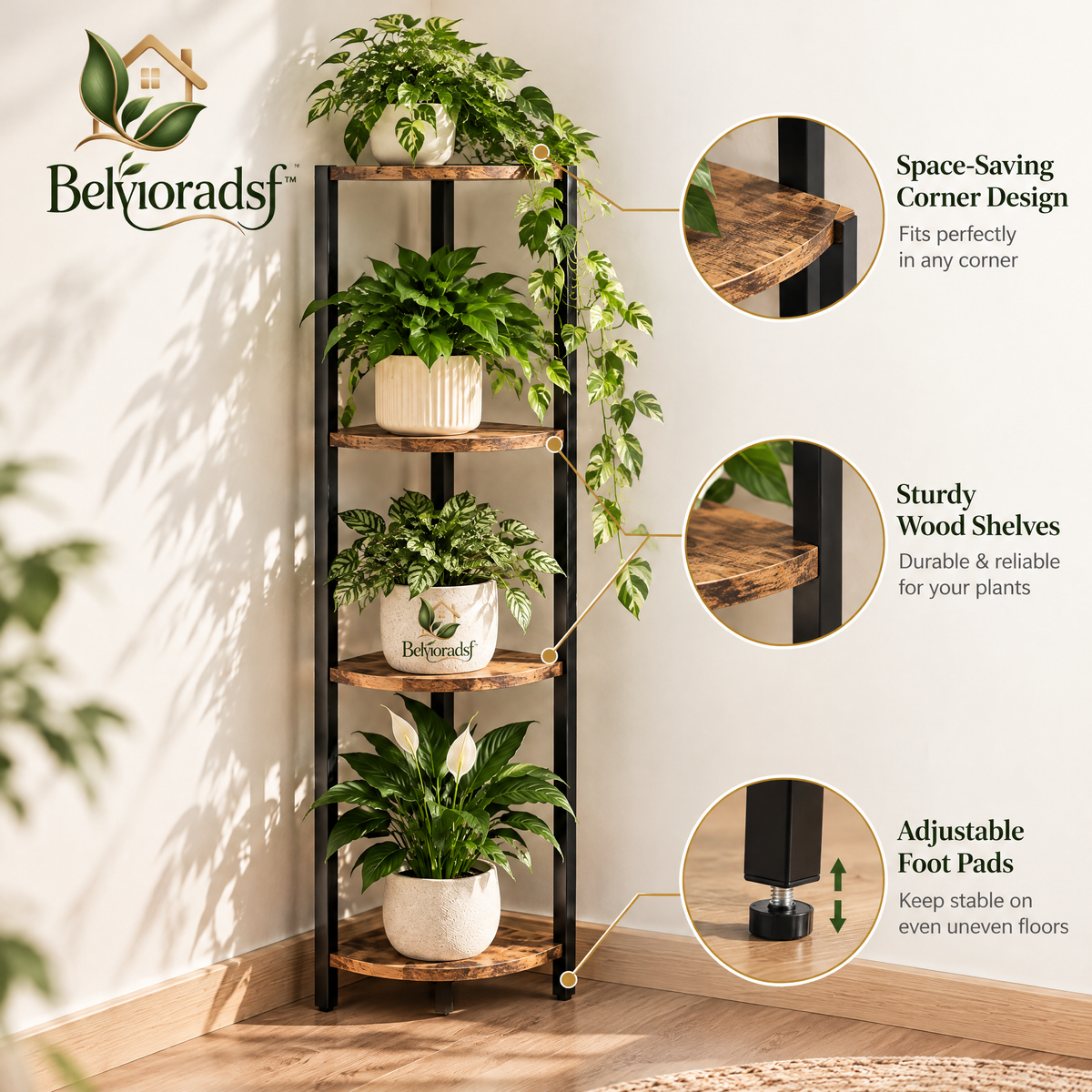 Belvioradsf™ Corner Plant Stand Rack — view 4