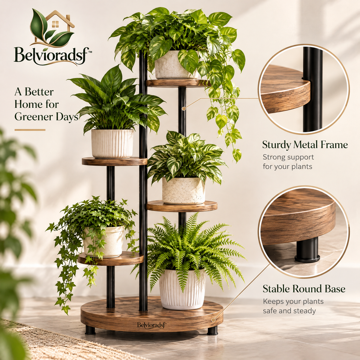 Belvioradsf™ Multi Pot Plant Organizer Stand — view 4